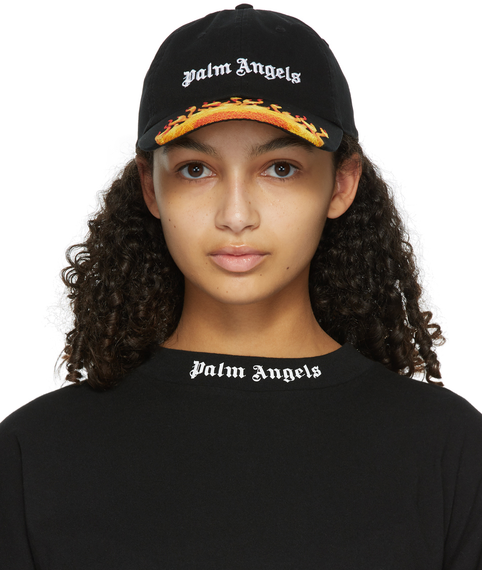 Palm Angels: Black Flames Cap | SSENSE