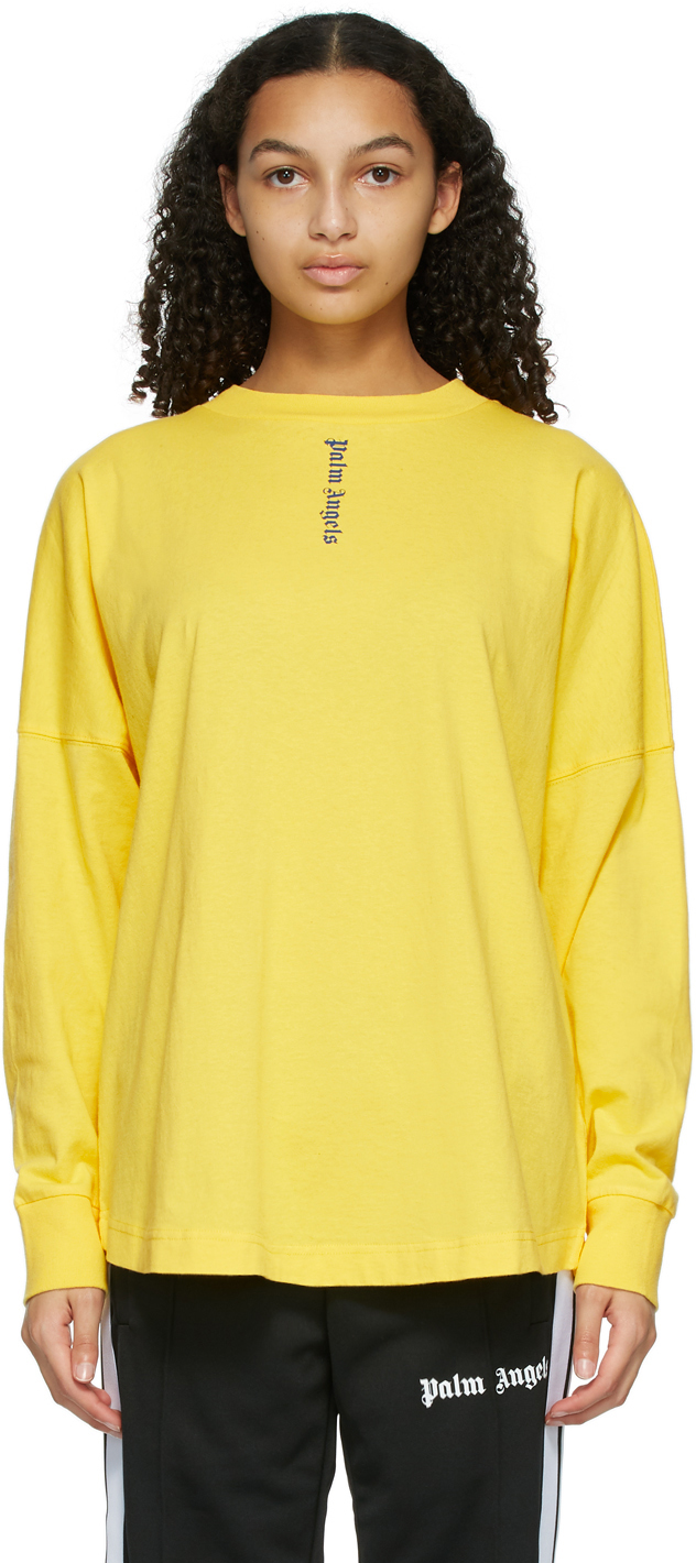 Palm Angels Yellow NS Logo Long Sleeve T-Shirt