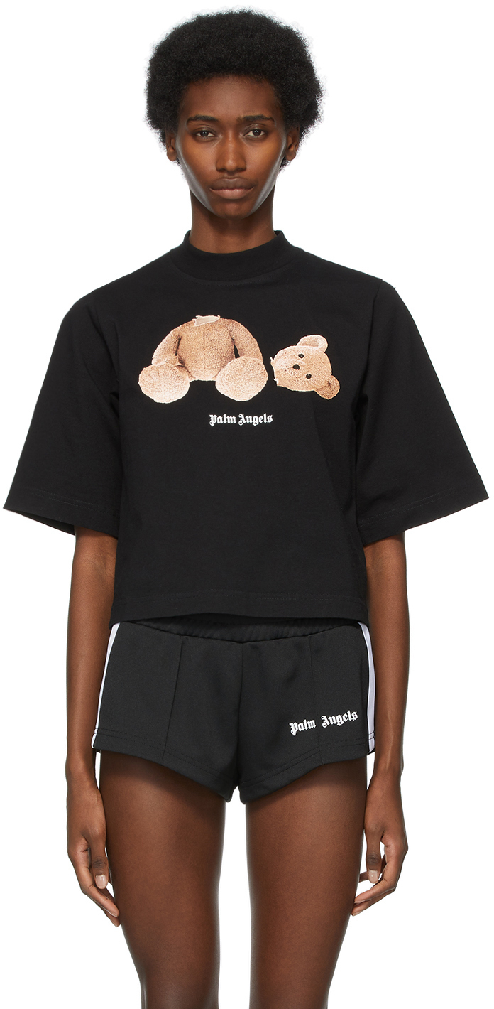 Palm Angels Black Bear Cropped T-Shirt