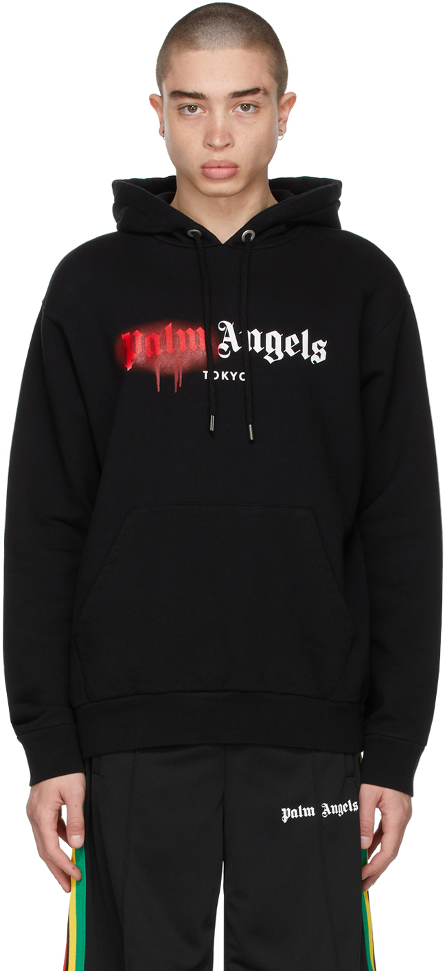 Printed Hoodie Palm Angels Sprayed Hoodie Red Palm Angels Black