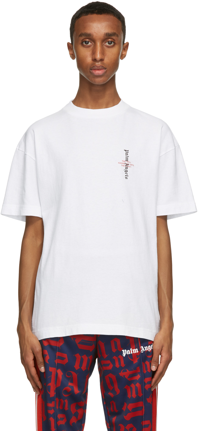 Palm Angels: White Statement T-Shirt | SSENSE