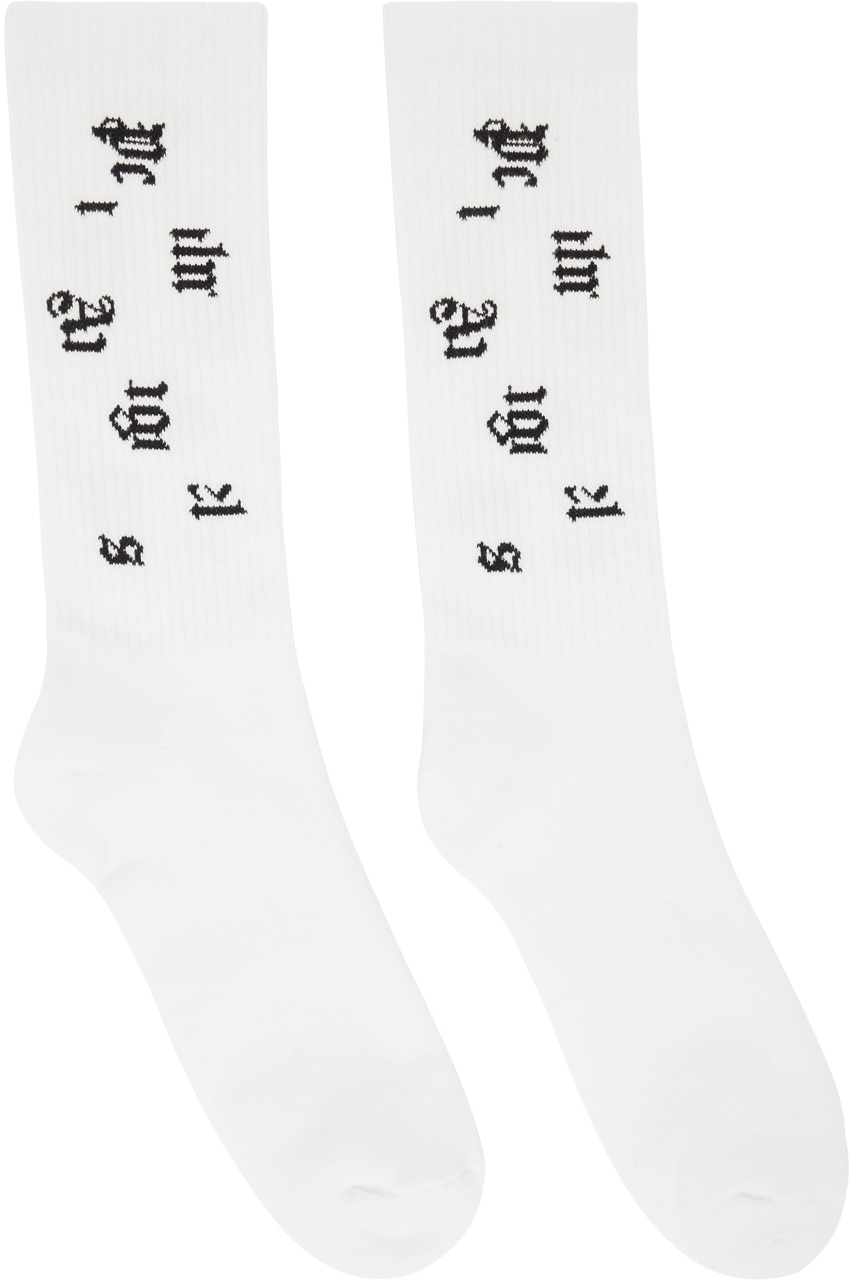 White Broken Logo Socks