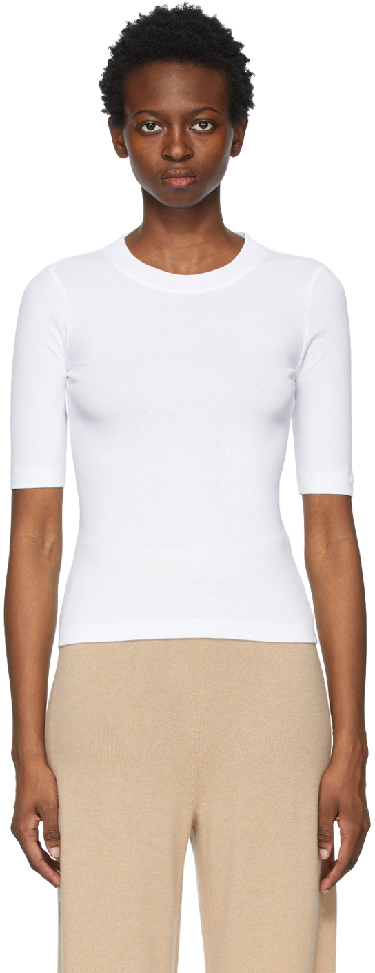 Rosetta Getty: White Cropped Sleeve T-Shirt | SSENSE