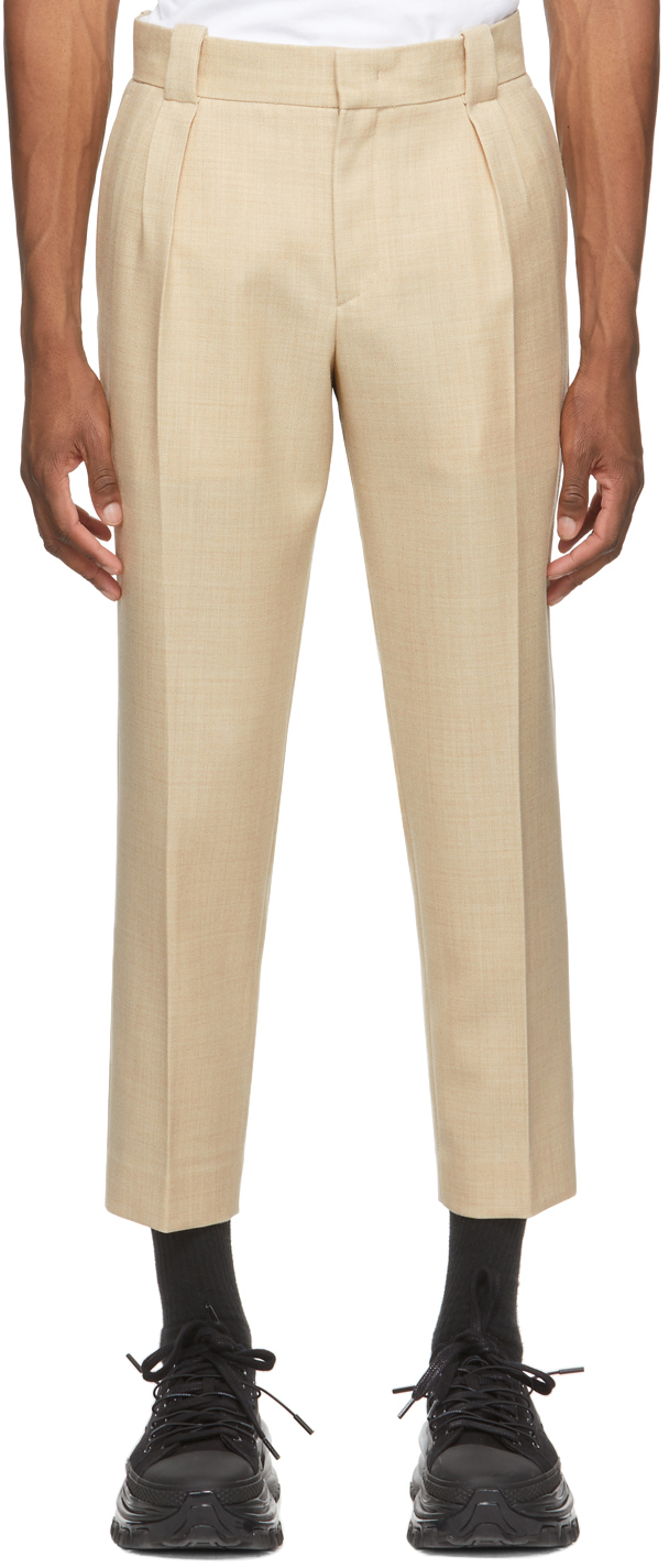 Wooyoungmi Beige One Pleat Trousers