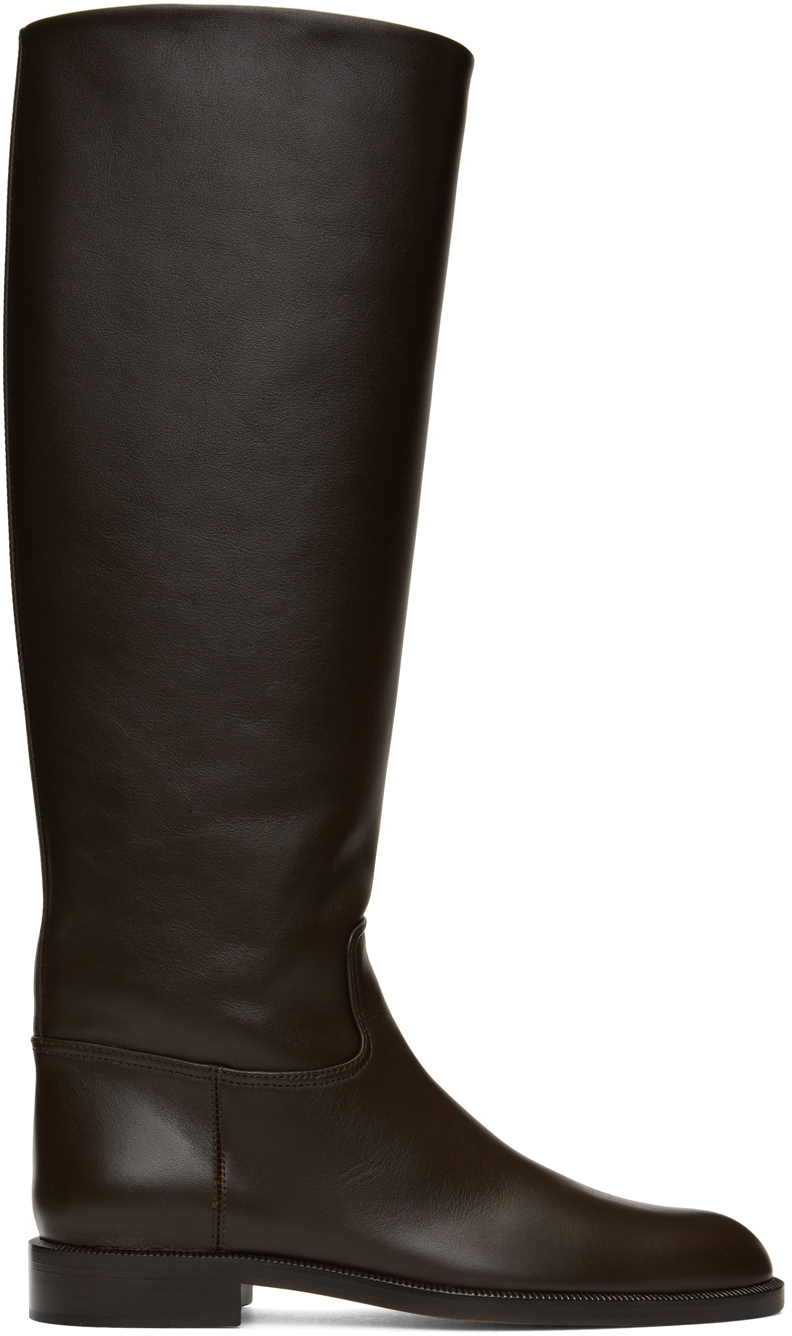 Brock Collection: Brown Flat Riding Boots | SSENSE Canada