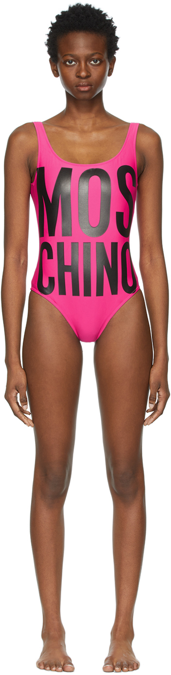 Moschino Pink Maxi Logo One-Piece Swimsuit