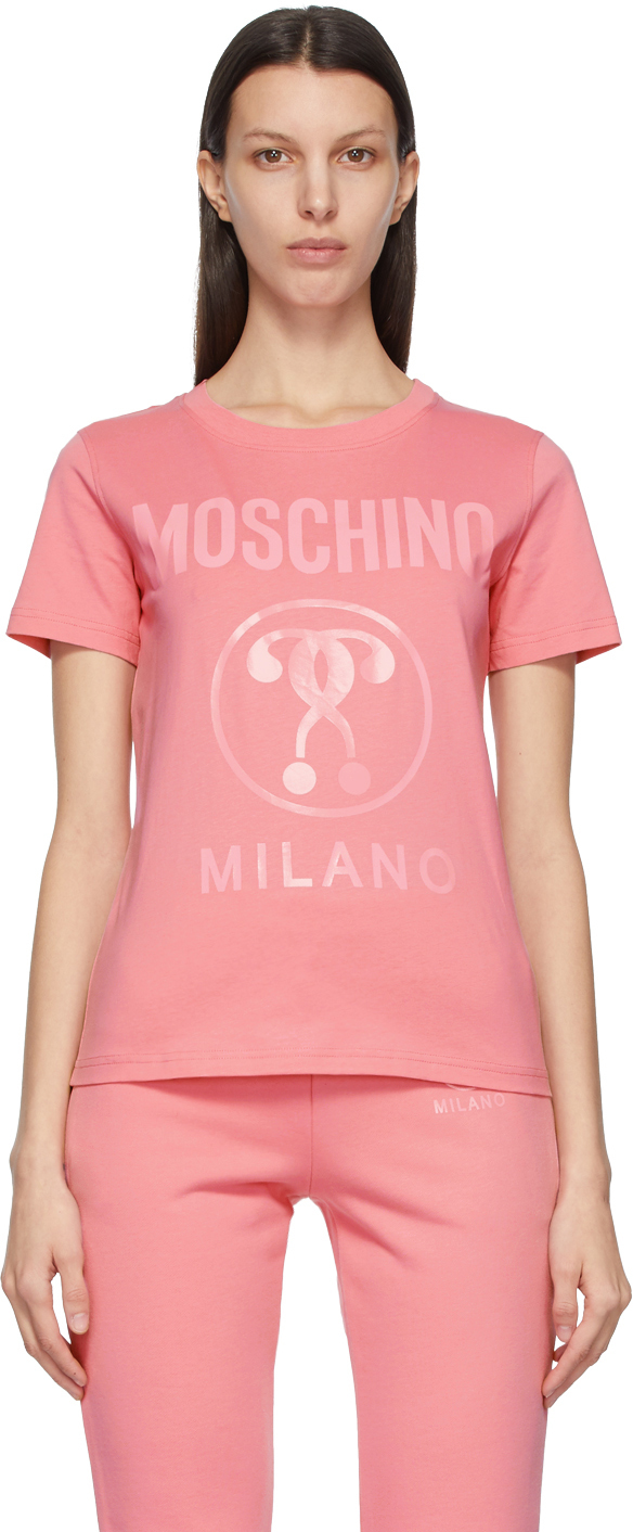 Moschino: Pink Double Question Mark T-Shirt | SSENSE