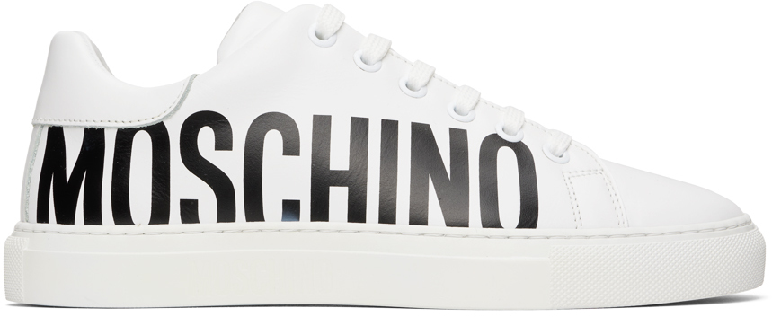 MOSCHINO WHITE SERENA LOW-TOP SNEAKERS