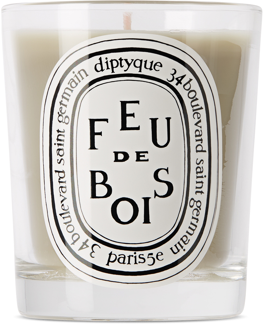 Diptyque Off-white Feu De Bois Candle, 190 G In Feu De Bois