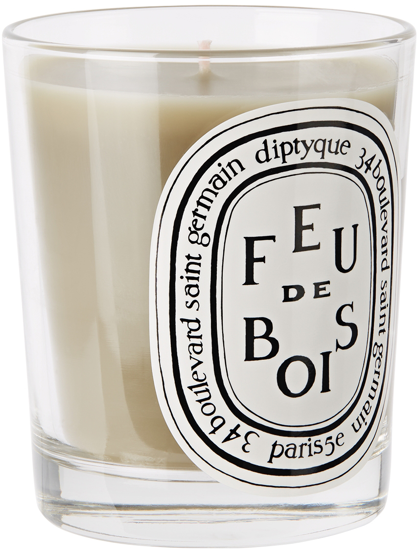  Diptyque Off-white Feu De Bois Candle, 190 G 