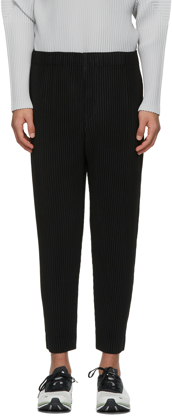 Black Monthly Colors January Trousers by Homme Plissé Issey Miyake on Sale