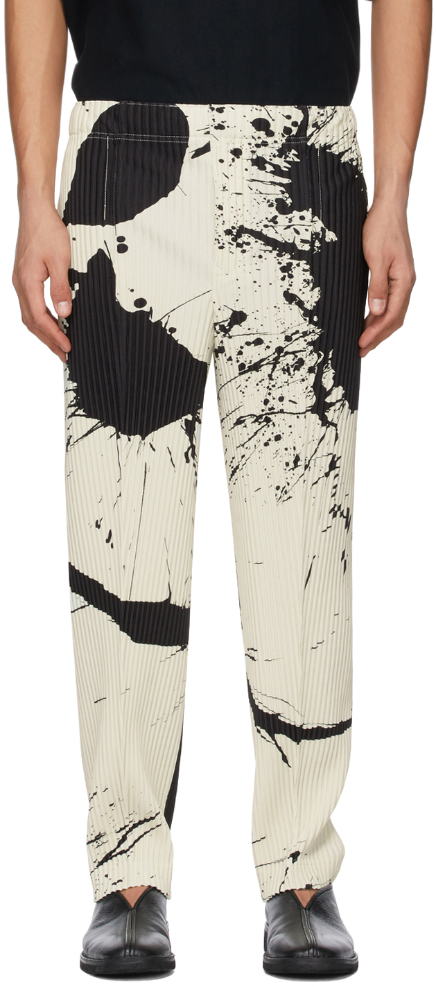 Homme Plissé Issey Miyake: White Splash Trousers | SSENSE Canada