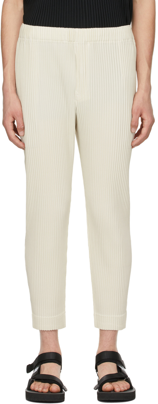 Homme Plissé Issey Miyake: Off-White Monthly Color March Trousers | SSENSE