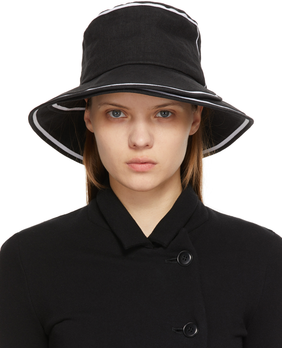 Y's Black Linen Layer Bucket Hat SSENSE