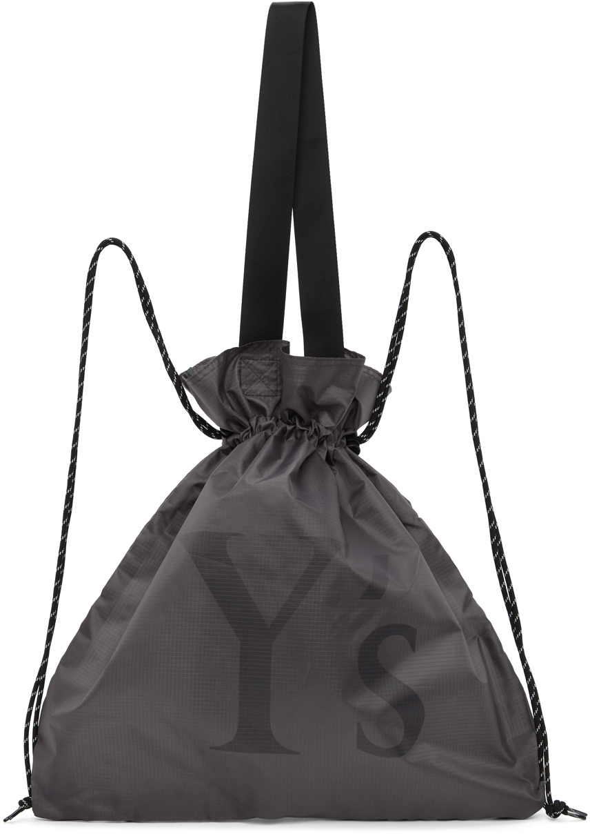 Y's Grey Nylon Logo Backpack