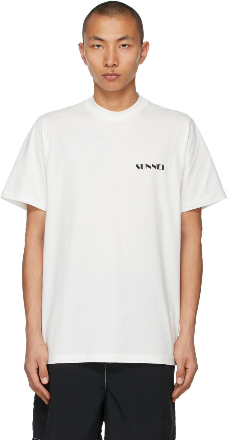 Sunnei: White \u0026 Black Mini Logo T-Shirt 