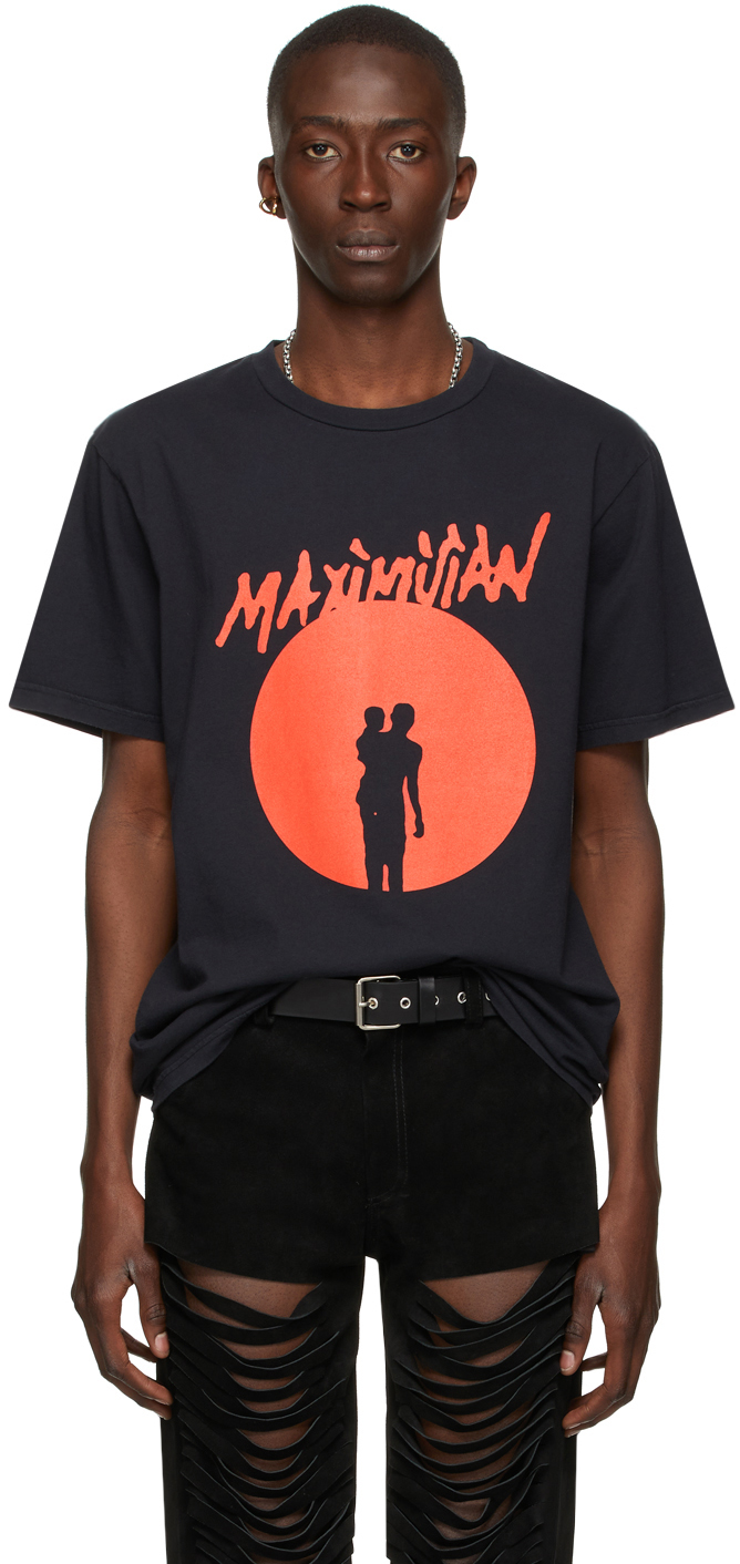 Maximilian Davis: Black J'Ouvert Print T-Shirt | SSENSE UK