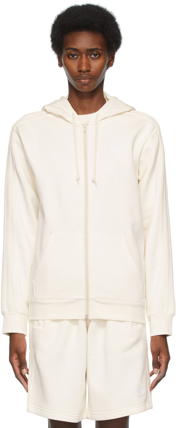 Adidas Originals Off-white Adicolor 3-stripes Full-zip No-dye Track Hoodie In Non-dyed