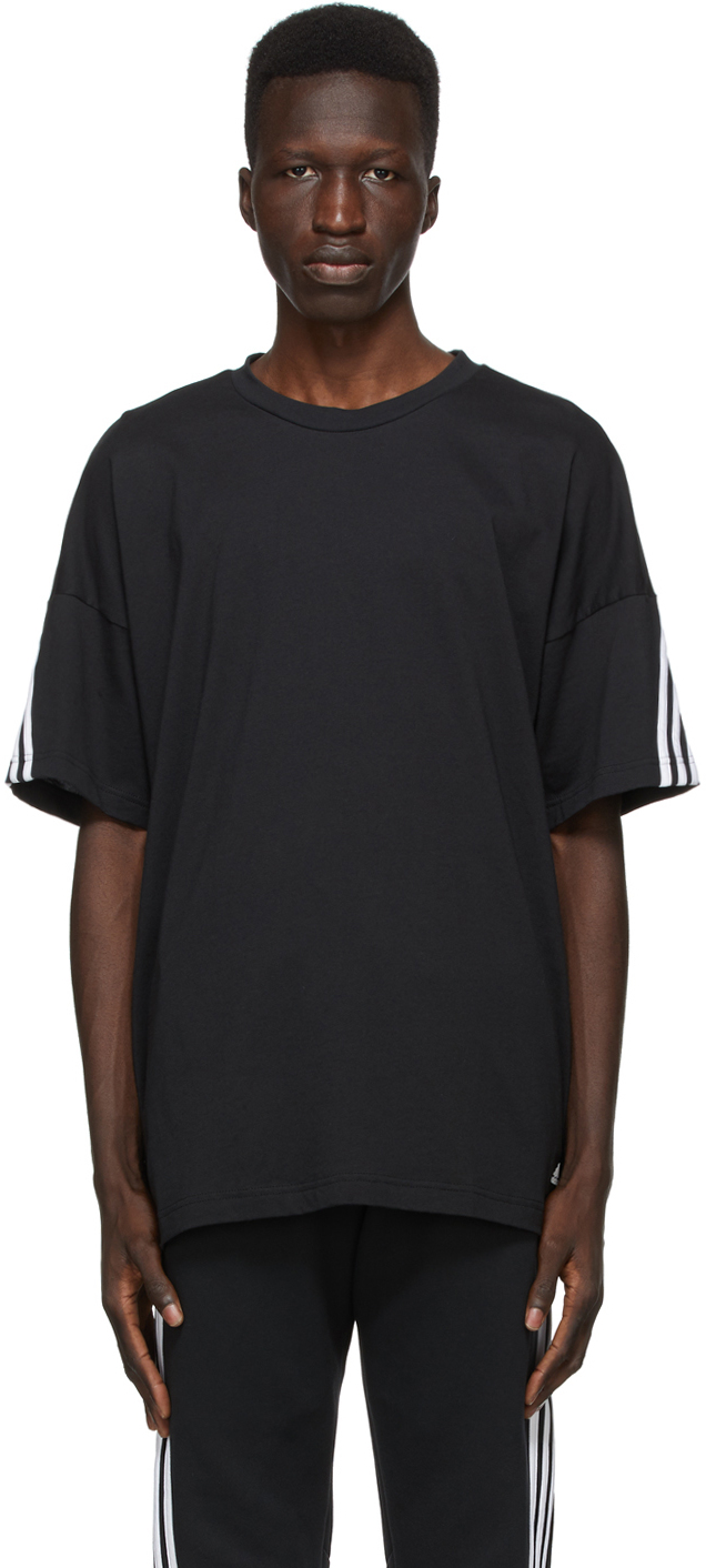 adidas black three stripe t shirt