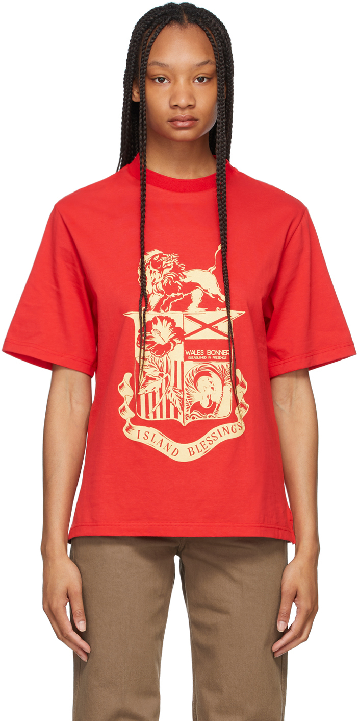 Wales Bonner Red Johnson Crest T-shirt