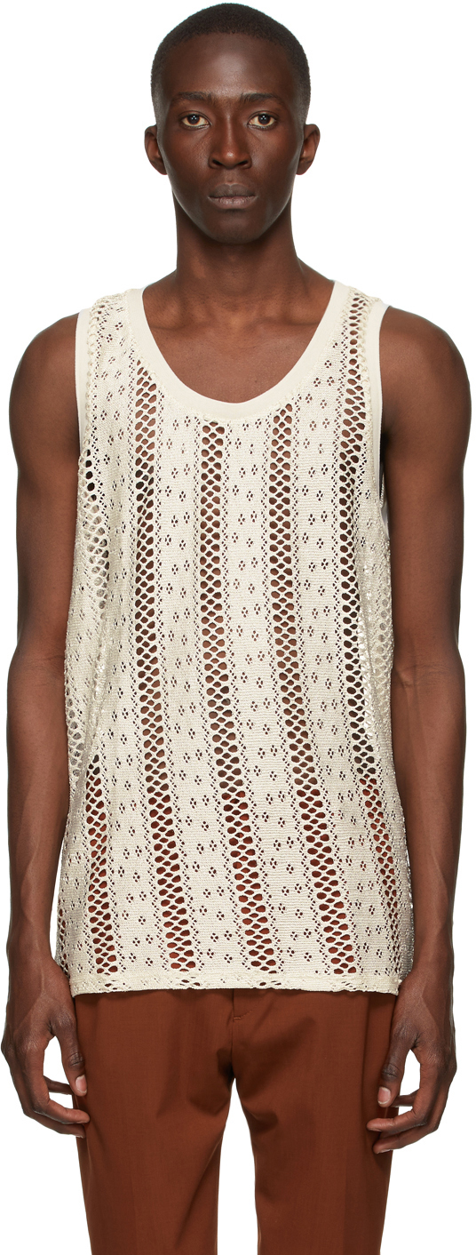 White Knitted Lace Tank Top