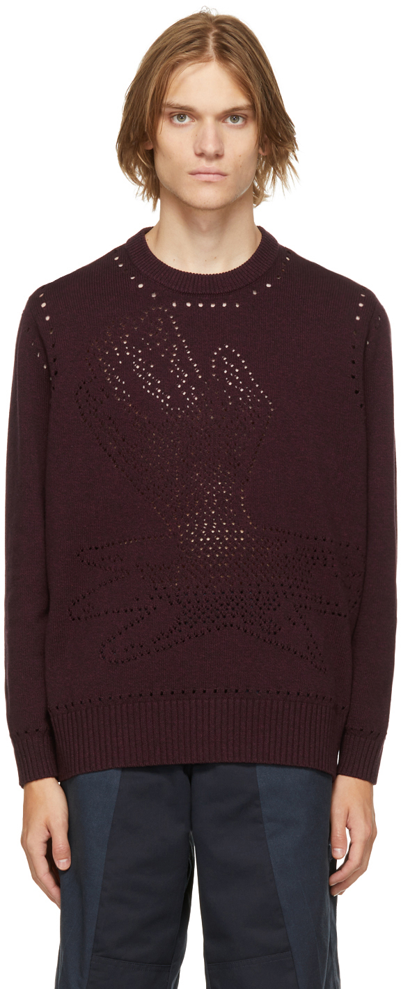 Liam Hodges: Burgundy Knit Thin Ice Sweater | SSENSE Canada