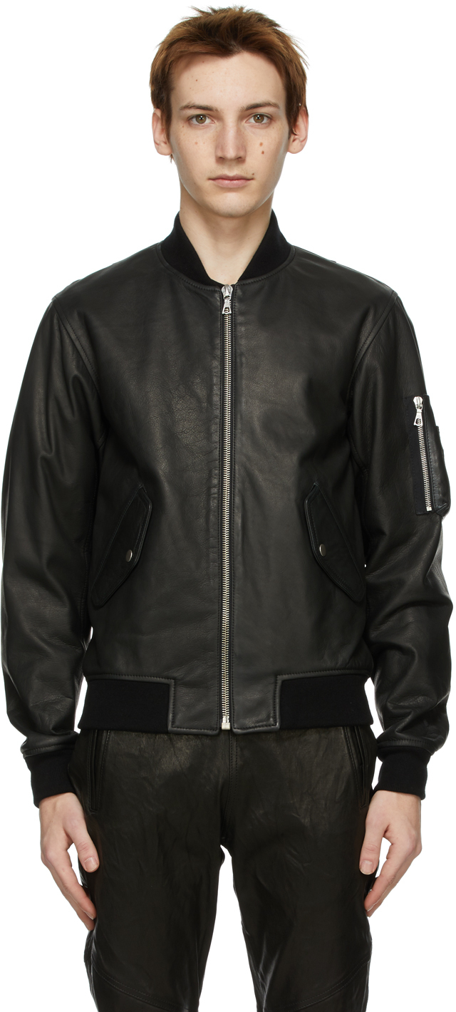John Elliott: Black Leather Bogota Bomber Jacket | SSENSE UK