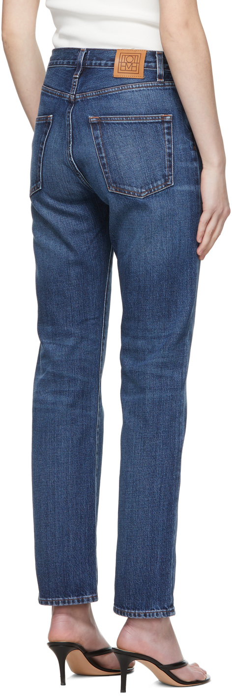 Totême Toteme Twisted Seam Slim Jeans In Blue