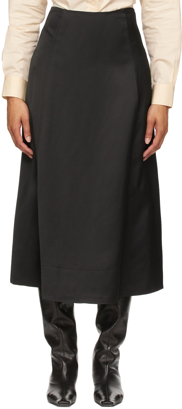 Totême Black Linen Heavy Skirt