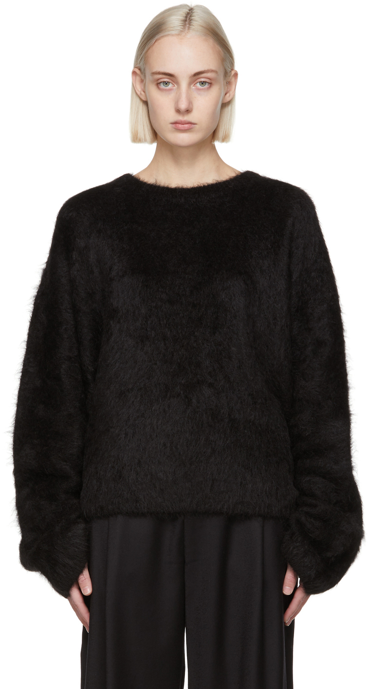 Totême: Black Alpaca Boxy Sweater | SSENSE UK