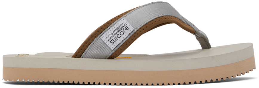 Suicoke Grey & Beige TONO-V2 Flip Flops