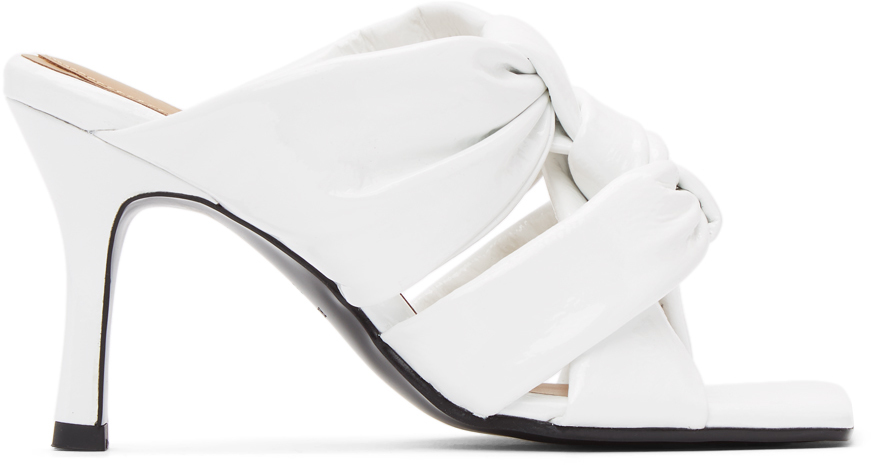 Recto White Patent Padded Mules