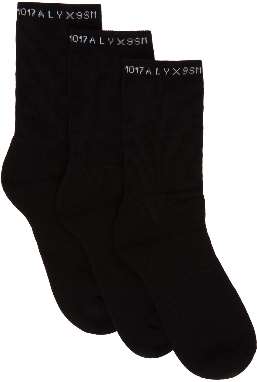 1017 ALYX 9SM Three Pack Black Logo Socks 211776F076068