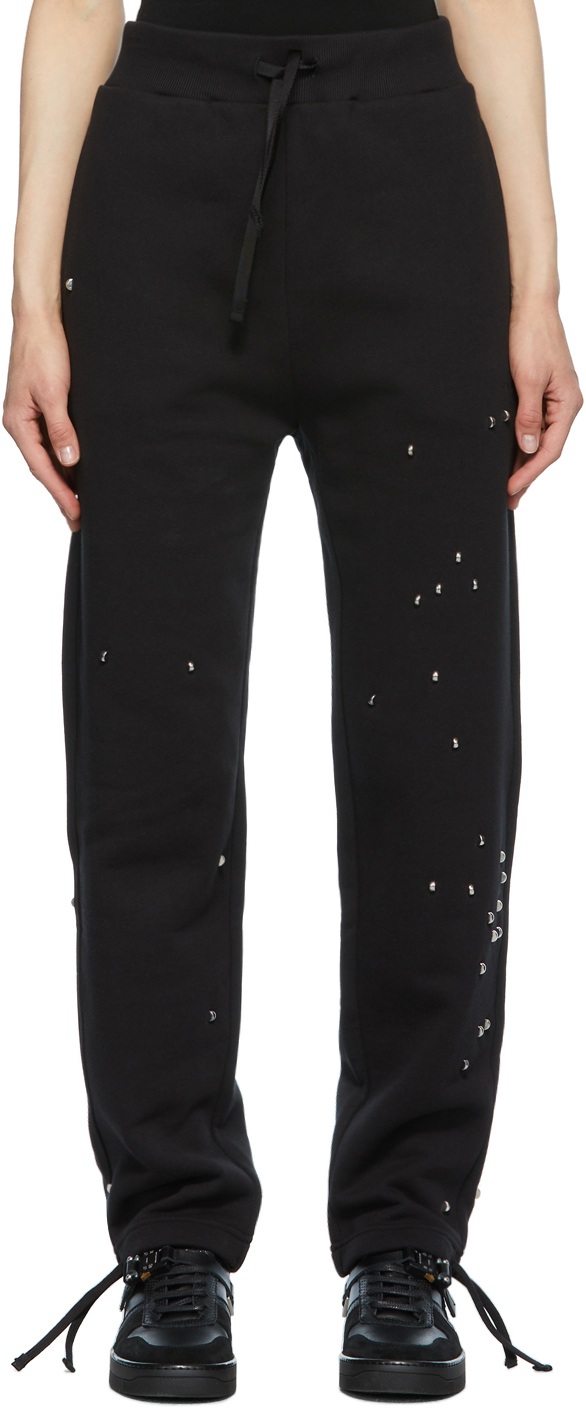 Black Studded Double Logo Lounge Pants