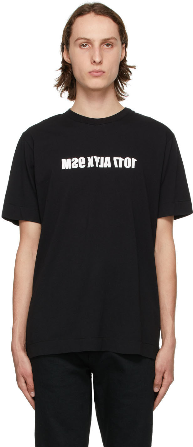 1017 ALYX 9SM Black White Mirrored Logo T Shirt 211776M213024