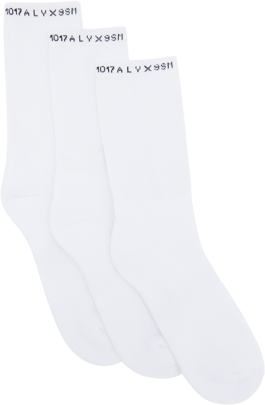 1017 ALYX 9SM Three Pack White Logo Socks 211776M220003