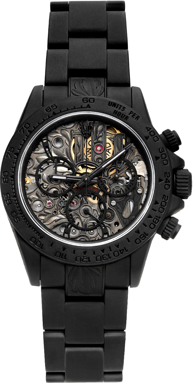 MAD Paris: Montre noire Rolex Daytona SK II personnalisée | SSENSE France