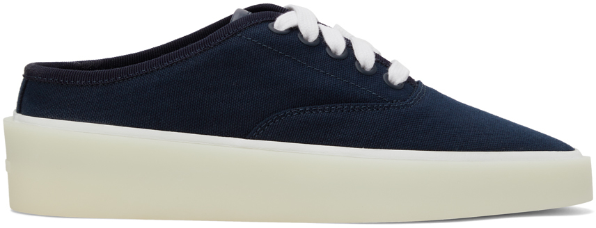 Fear Of God: Navy Canvas 101 Backless Sneakers | Ssense Canada