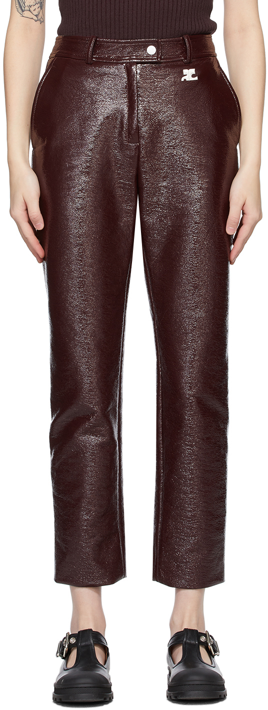 Burgundy Vinyl Trousers | SSENSE UK