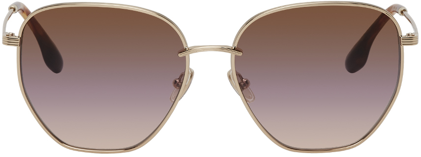 Victoria Beckham Gold Square Gradient Sunglasses