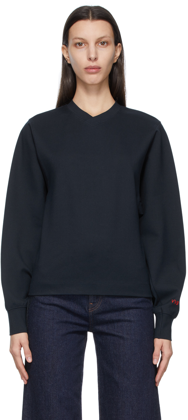 Victoria Victoria Beckham: Navy Jersey Sweatshirt | SSENSE