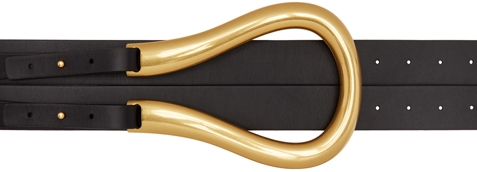 Black & Gold Large Horseshoe Buckle Belt