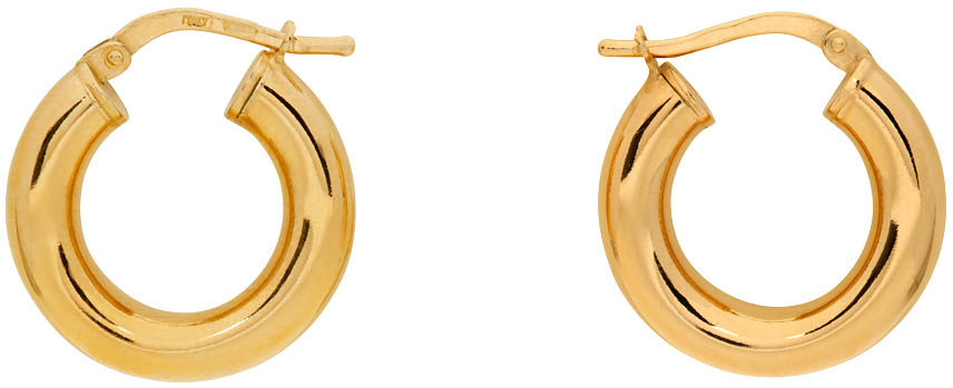 Bottega Veneta: Gold Hoop Earrings | SSENSE Canada