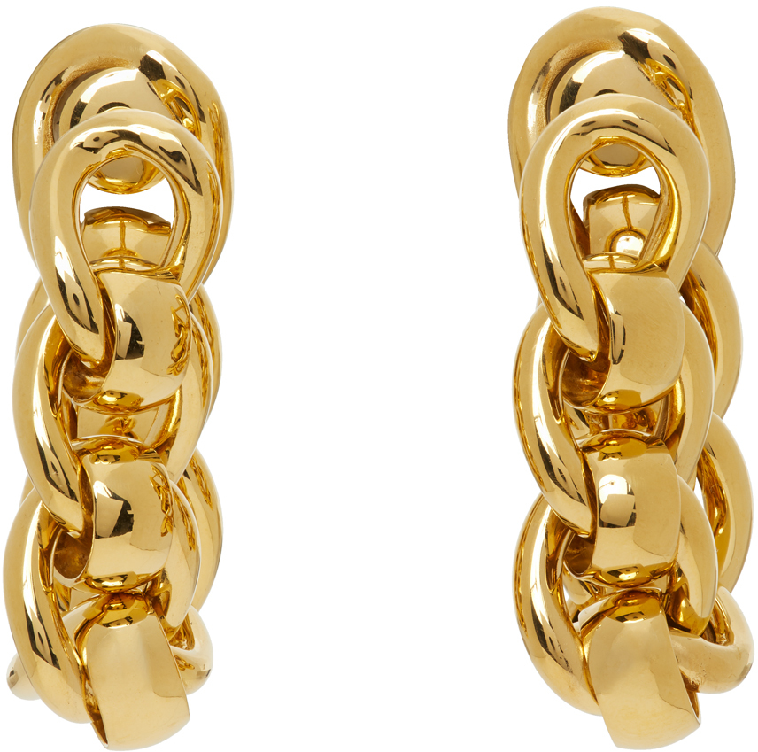 Bottega Veneta Gold Chain Link Hoop Earrings