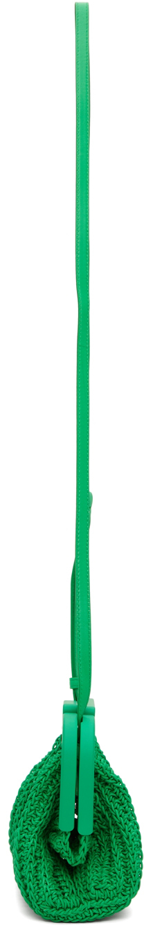 Bottega Veneta Green Point Small Crochet Leather Top Handle Bag In 3726 Parakeet
