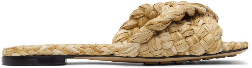 Bottega Veneta Beige Raffia Stretch Flat Sandals