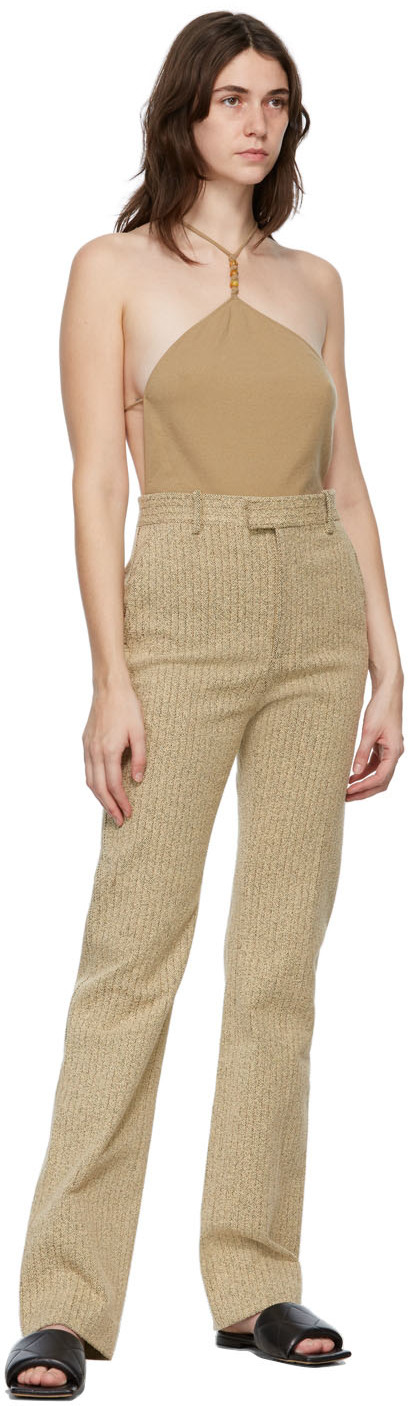 Bottega Veneta Beige Cashmere Halter Bodysuit In 9713 Beige