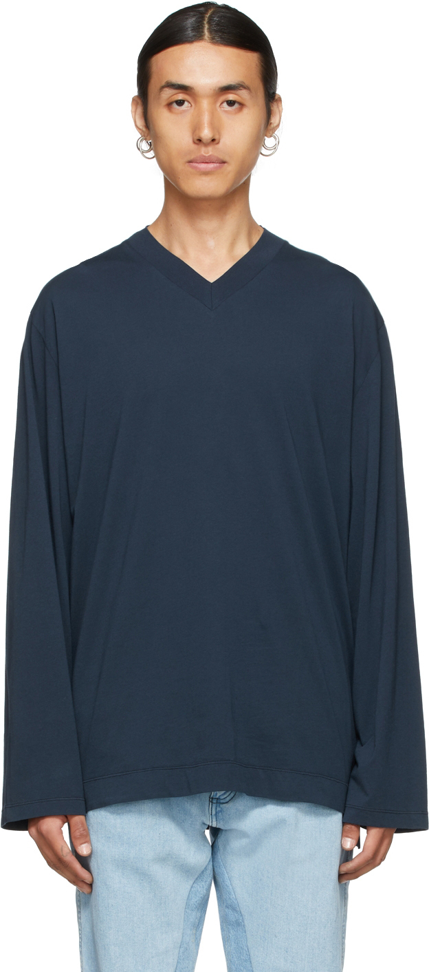 Our Legacy Navy Box V-Neck Sweater