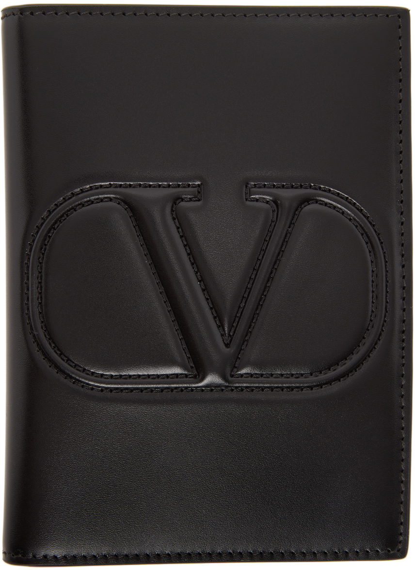 Black Valentino Embossed VLogo Passport Holder | SSENSE