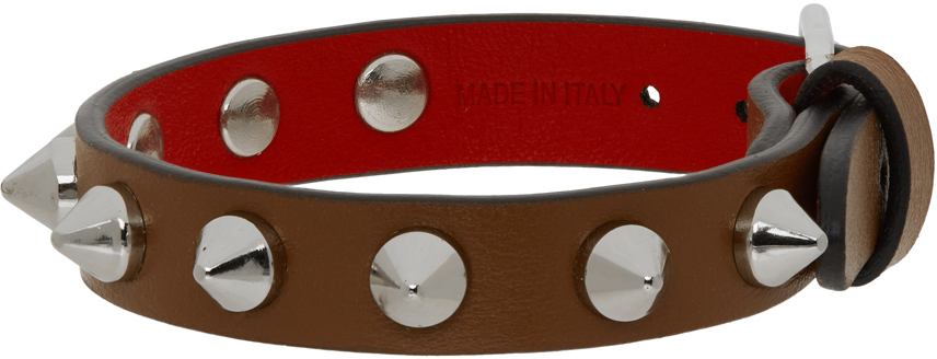 Loubilink Embellished Leather Bracelet in Red - Christian